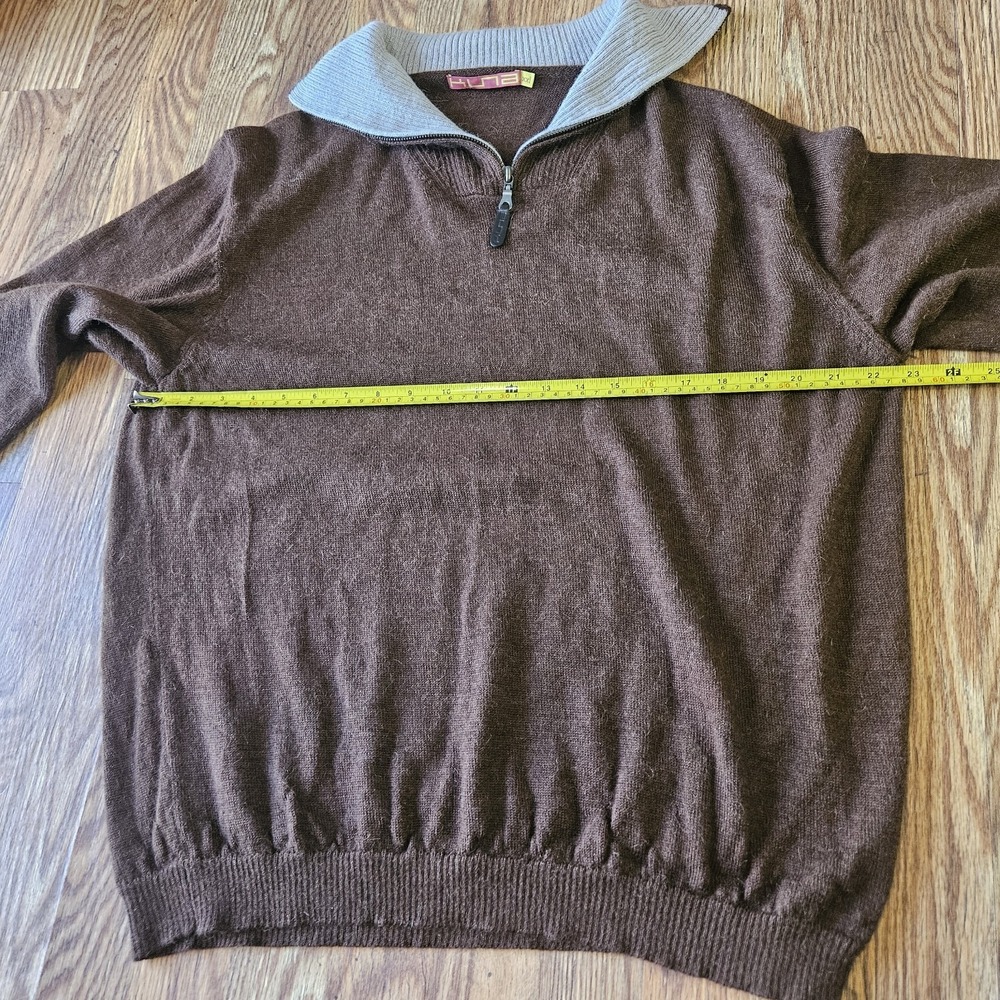 Kuna Baby Alpaca 1/4 Zip Sweater Men XXL Brown Stretch Soft Preppy Minimalist - Picture 5 of 8